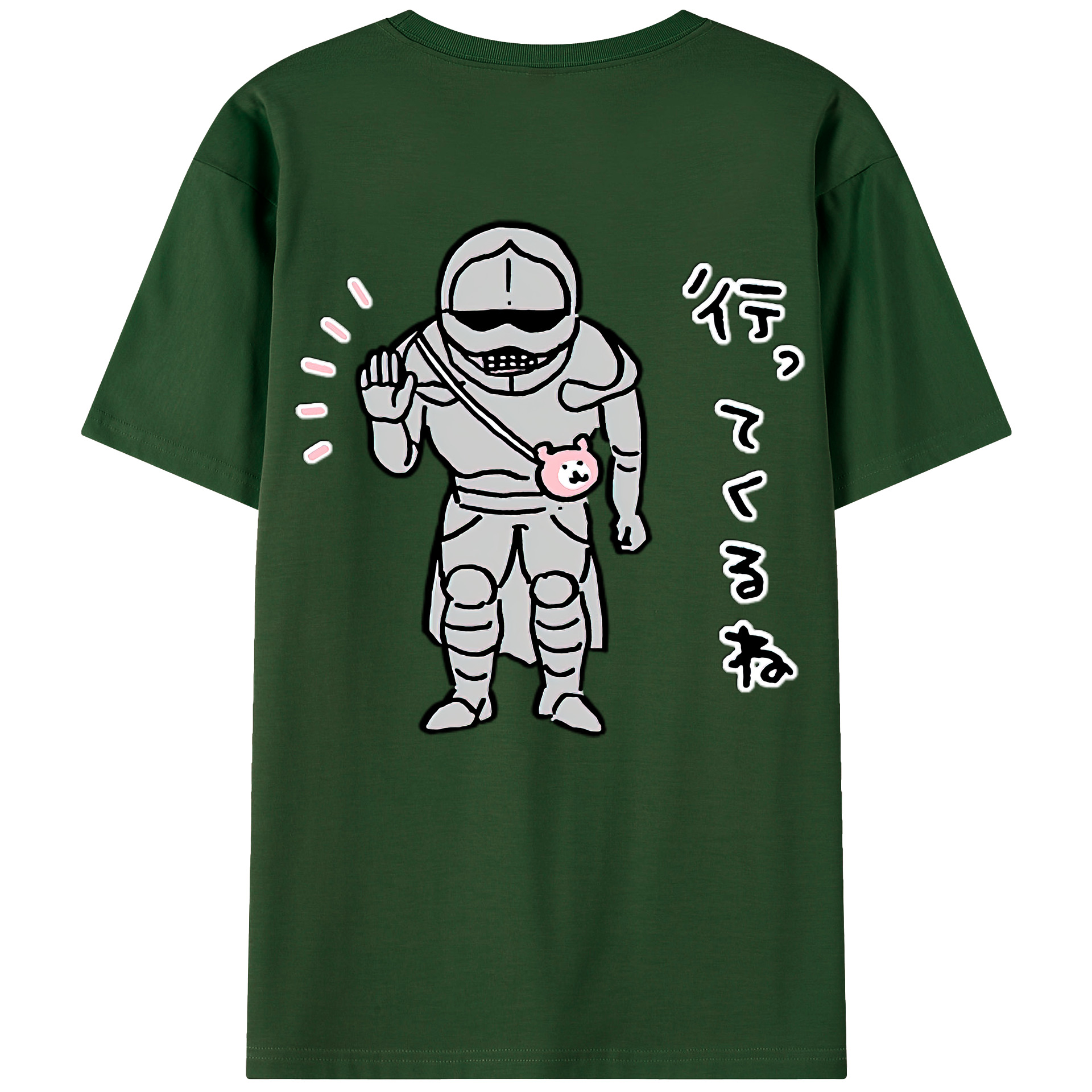 （画像用） ちいかわ 労働の鎧さん Chii-kawa Mr. Armor of Labor 綿100％半袖Tシャツ（背面プリント）